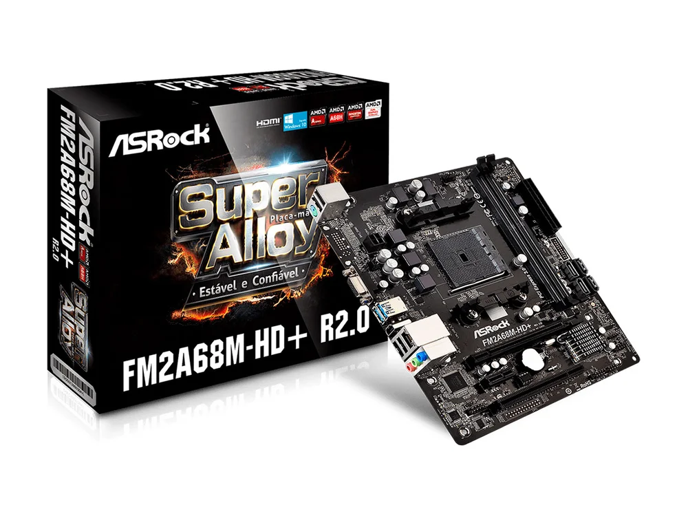 Placa-Mãe AsRock R2.0, AMD FM2/FM2+ A68M HD 4