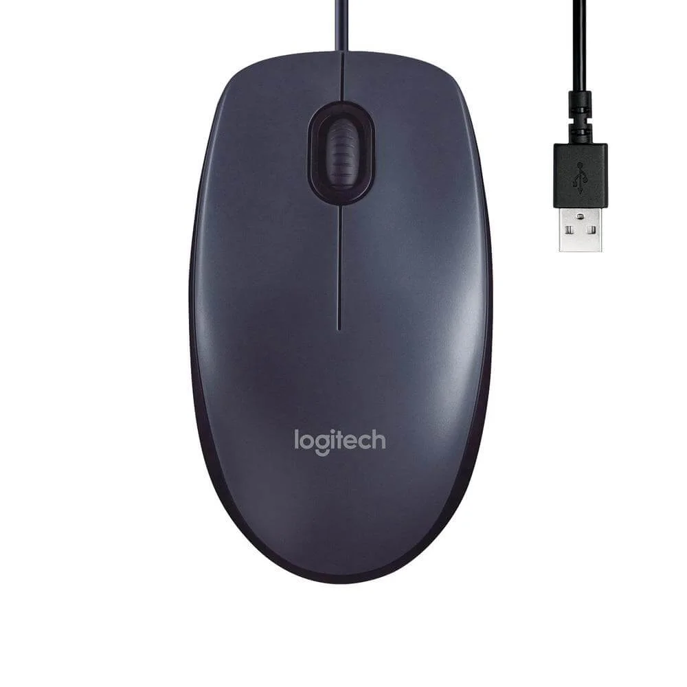 Imagem 2 de 5 do produto Mouse Com Fio Logitech M90, 1000 DPI, Design Ambidestro, Plug And Play, USB, Preto - 910-004053