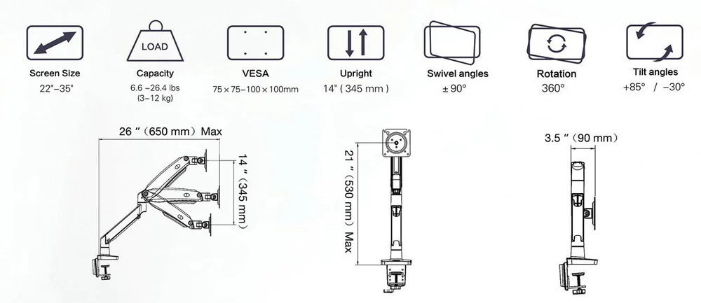 Imagem 5 de 5 do produto Suporte Para Monitor Articulado Gamer 20 A 35 De Mesa F100a Elg