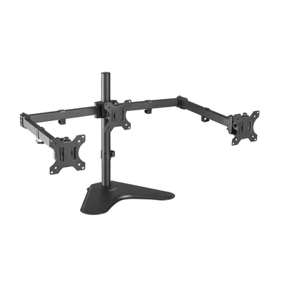 Suporte Ergonômico Articulado de Mesa, 3 Monitores 13" a 27", Ajuste de Altura, Suporta até 7kg por Monitor, Preto, T1236N, ELG