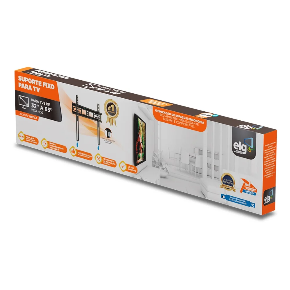 Imagem 4 de 5 do produto Suporte Fixo De Parede Elg Para Tv 32" A 65" Preto N01v4