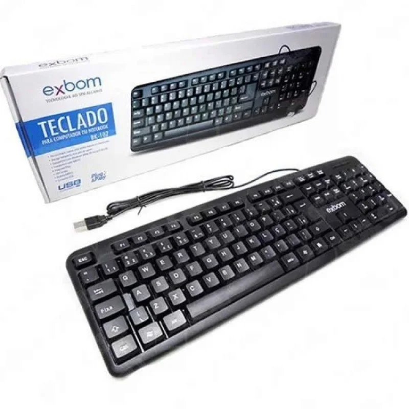 Teclado USB Standard Exbom, ABNT2 - Bk-102 Teclado USB Standard Exbom, ABNT2 - Bk-102