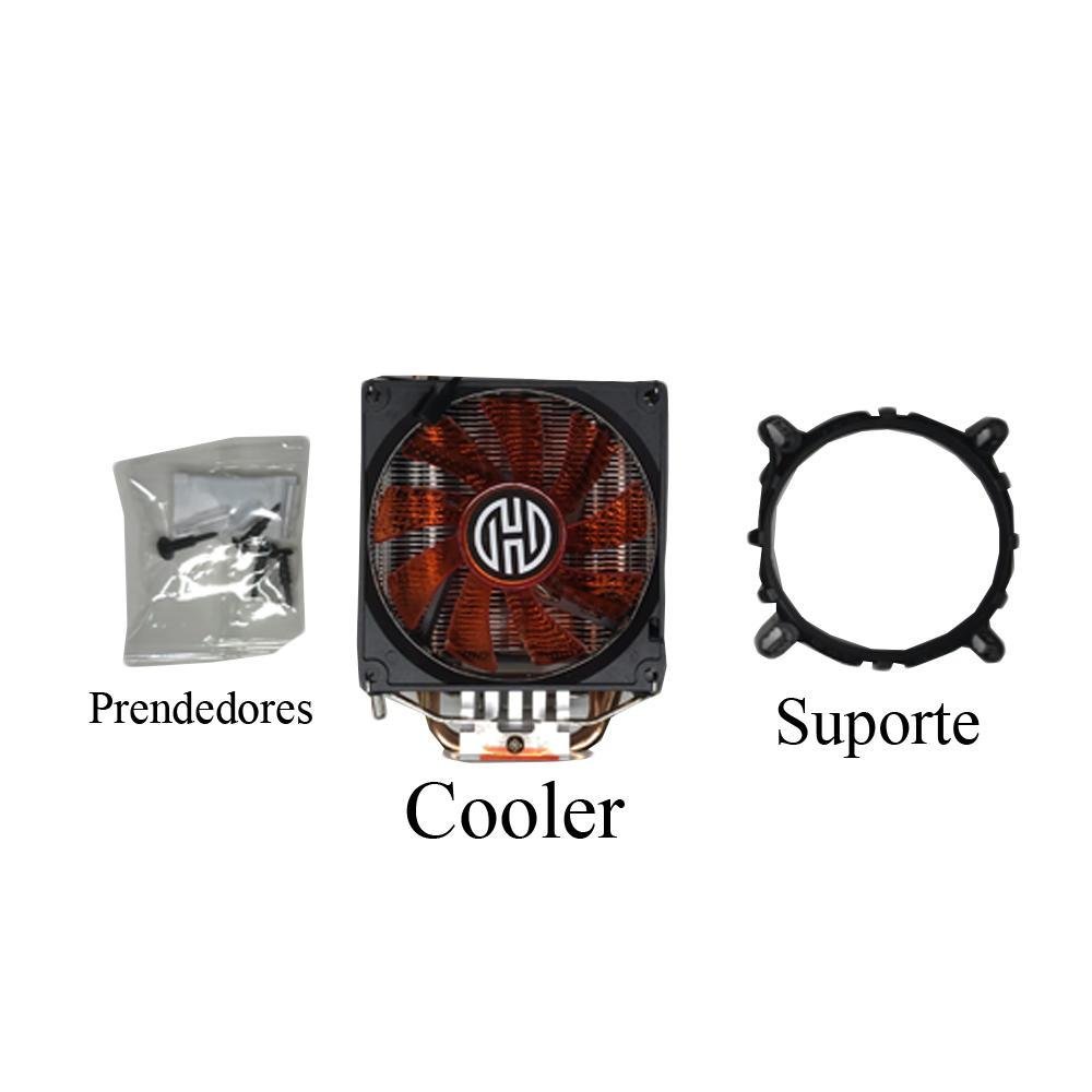 Cooler Para Processador Hoopson, LED Vermelho, Intel e AMD - CL-190 8