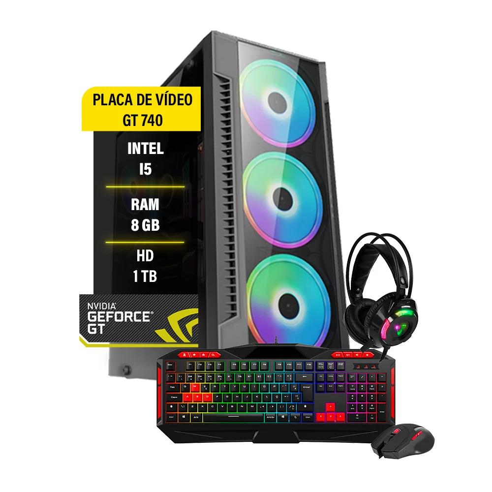 Computador Gamer I5, GT730, HD 1TB, Fonte 500W Real, 8GB, Wi-Fi