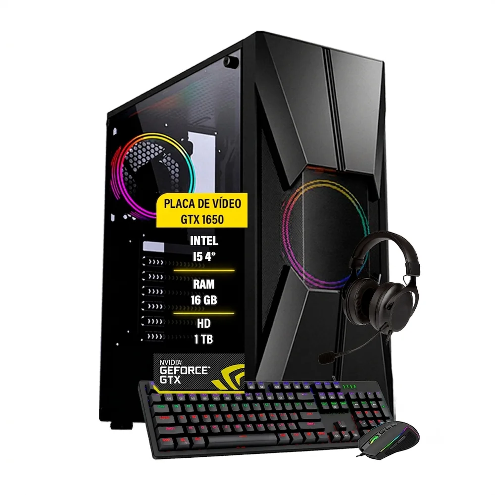Computador Gamer I5, Gtx1050, 16gb, HD 1TB, SSD 480GB, Fonte 750W