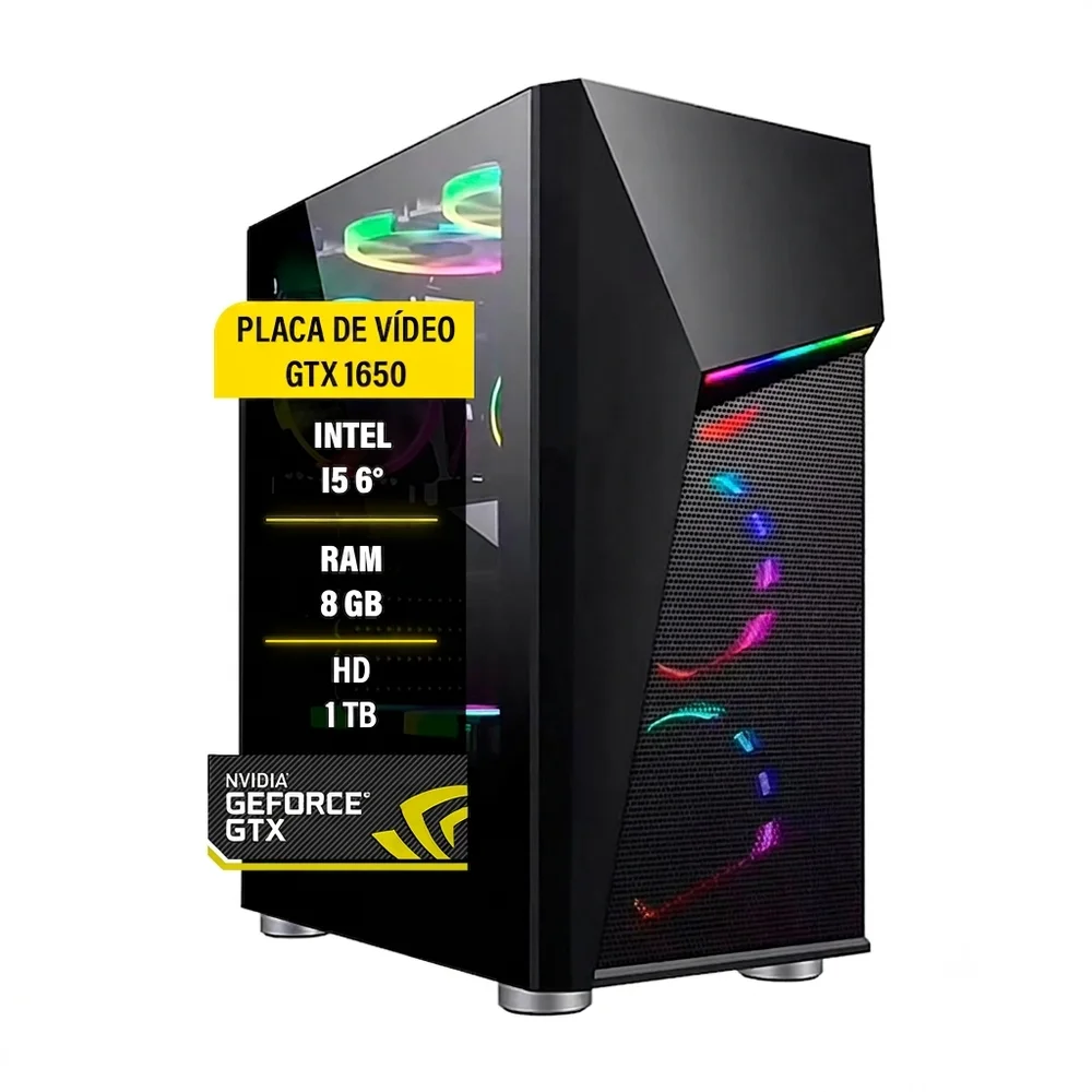 Computador Gamer I5, SSD 240, HD 1TB, Gtx1050 8GB, Fonte Real 750w