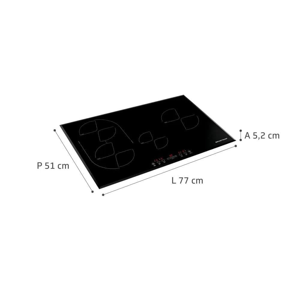Imagem 2 de 3 do produto Cooktop Por Indução De 04 Bocas Brastemp Com 09 Níveis De Potência, Painel Touch Preto - Bdj77aebna