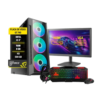 PC Gamer Completo I3 8GB HD 500GB E Monitor 19