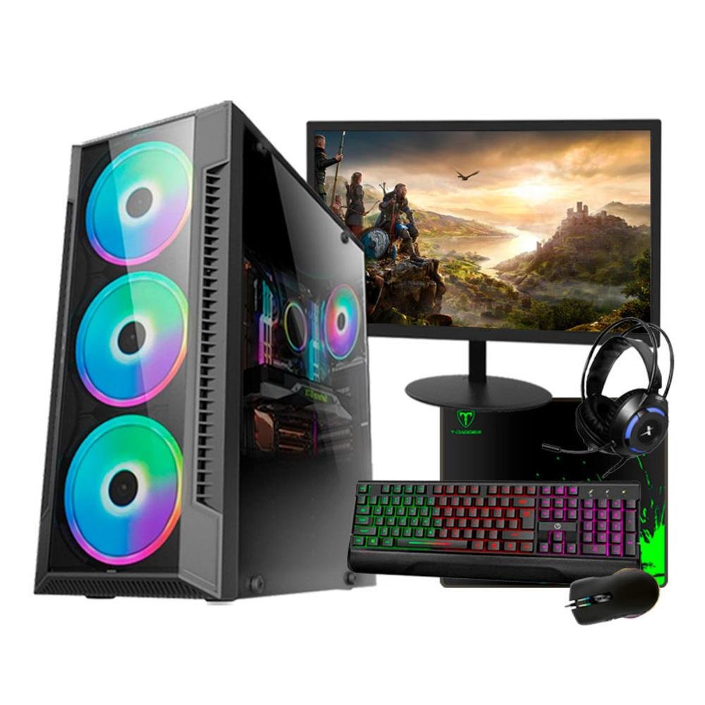 Pc Completo Gamer Com Monitor Lcd! 4gb, Wifi + 30 Jogos