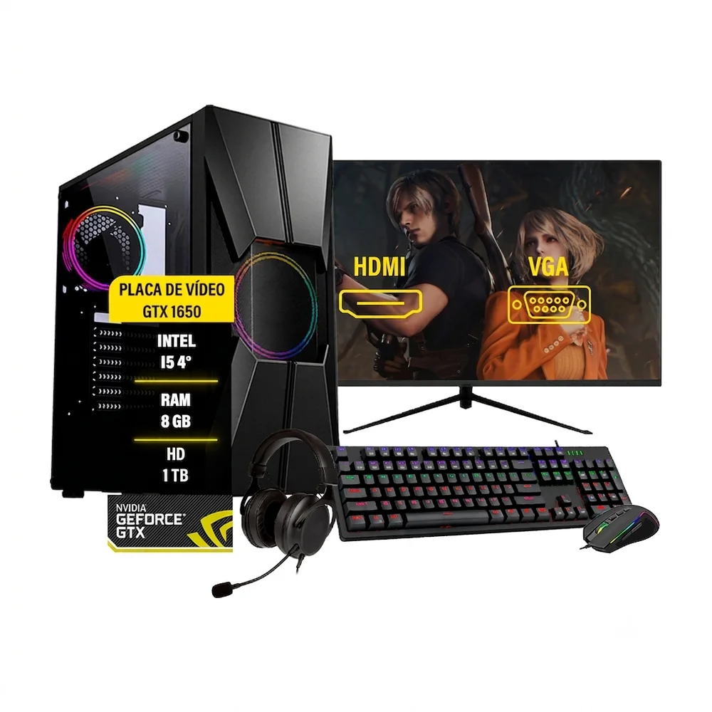 Computador Gamer I5, HD 1TB, GTX1050, Fonte 500W