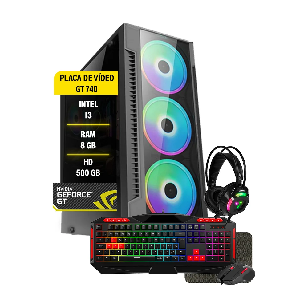 PC Gamer I3, HD 500GB, 8GB, Placa De Vídeo GT730