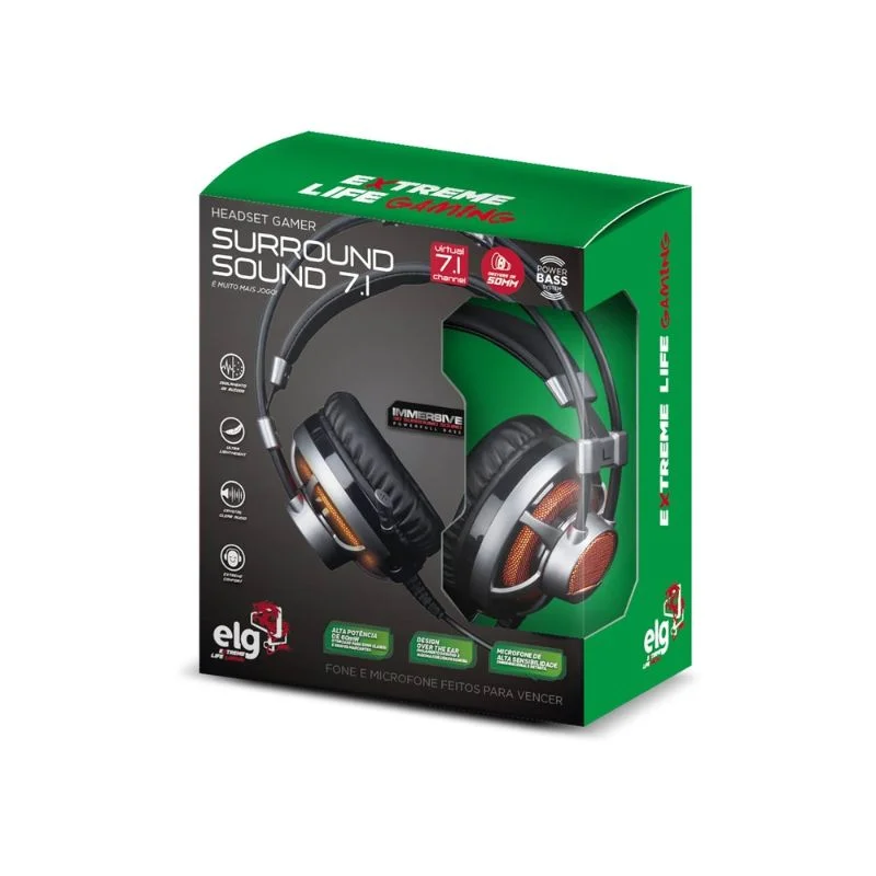 Imagem 3 de 4 do produto Headset Gamer ELG Extreme, LED, 7.1 Virtual Surround, Drivers 50mm, Prata - HGSS71