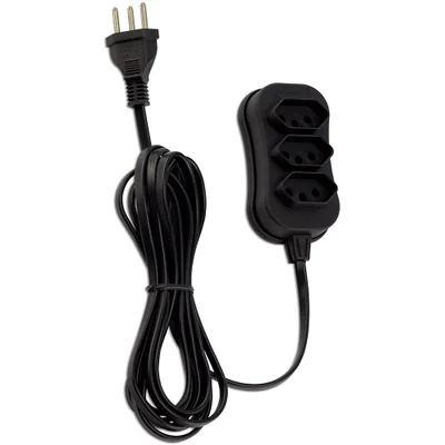 Extensão Elétrica Filtro De Linha 3 Tomadas Slim Tripolar Preto 3m Force Line 180200253