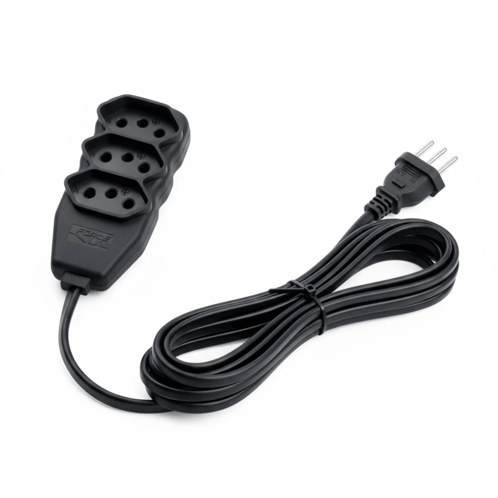Imagem 3 de 4 do produto Extensão Elétrica Filtro De Linha 3 Tomadas Slim Tripolar Preto 3m Force Line 180200253