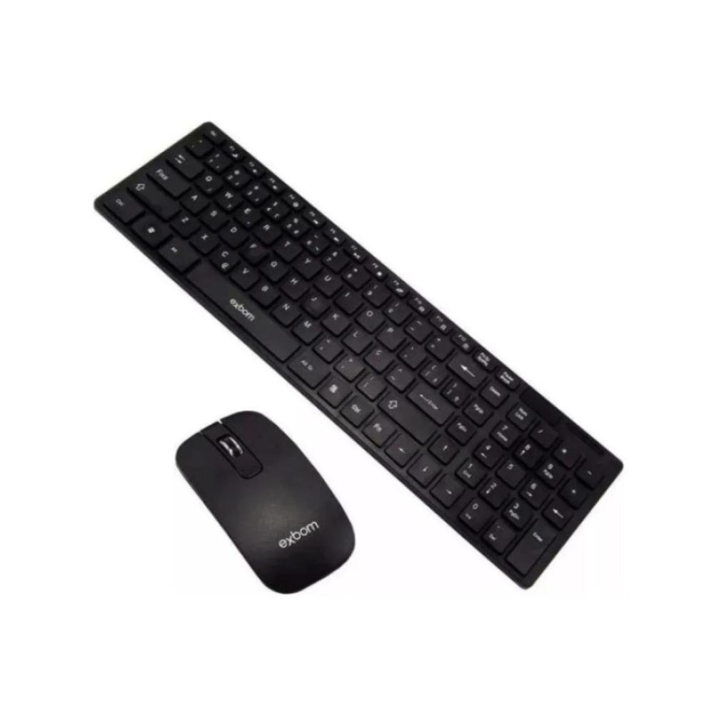 Kit Teclado E Mouse Exbom Bk S Sem Fio Preto Escorrega O Pre O