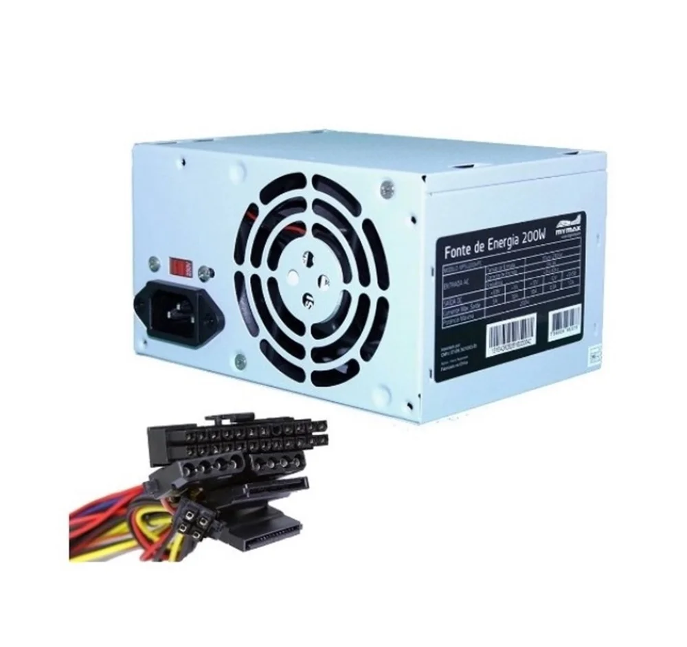 Imagem 4 de 5 do produto Fonte Mymax ATX, 200W, 24 Pinos, 2 SATA, Sem Cabo