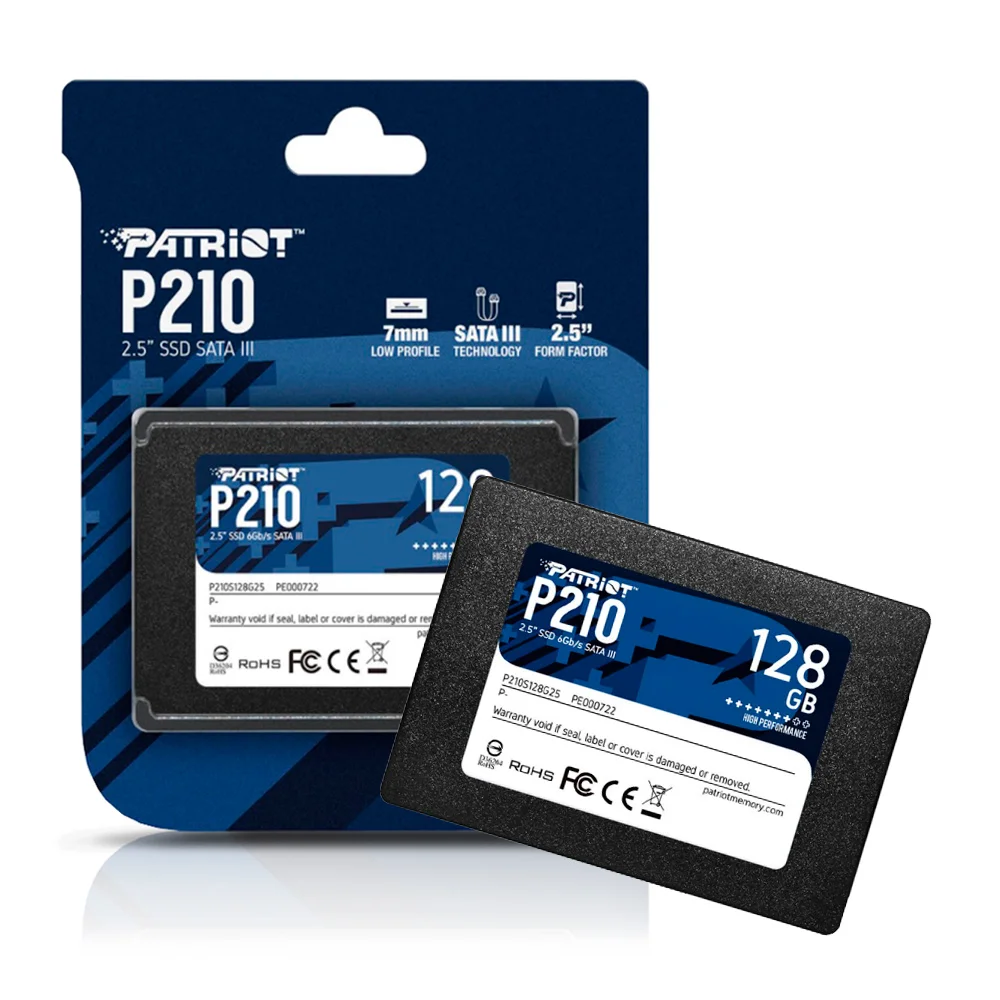 SSD Patriot P210s128g25 128GB 2.5" Sata 3 500mb/s Leit,  400mb/s Grav 120