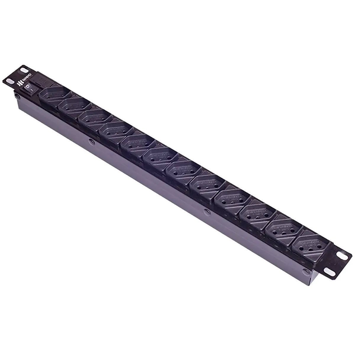 Regua Para Rack Ipec, 19 Pol, 1u, Calha De 12 Tomadas, 10a, Bivolt, Com Filto Linha, Cabo 1.10m