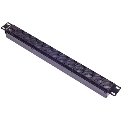 Regua Para Rack Ipec, 19 Pol, 1u, Calha De 12 Tomadas, 10a, Bivolt, Com Filto Linha, Cabo 1.10m