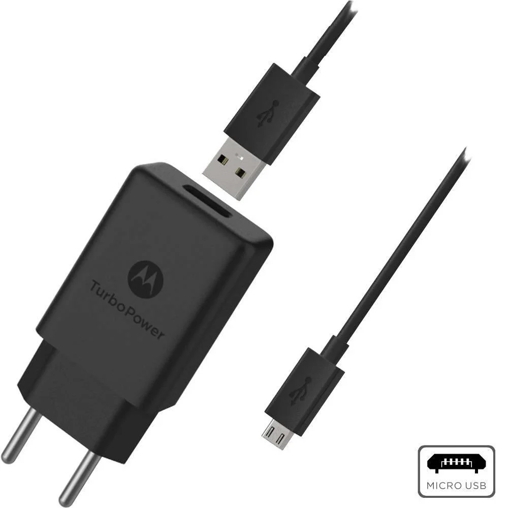 Carregador de Tomada com cabo micro USB, Motorola 1 Porta, Turbo Power, Preto - Sjsc57ws1 Carregador de Tomada com cabo micro USB, Motorola 1 Porta, Turbo Power, Preto - Sjsc57ws1