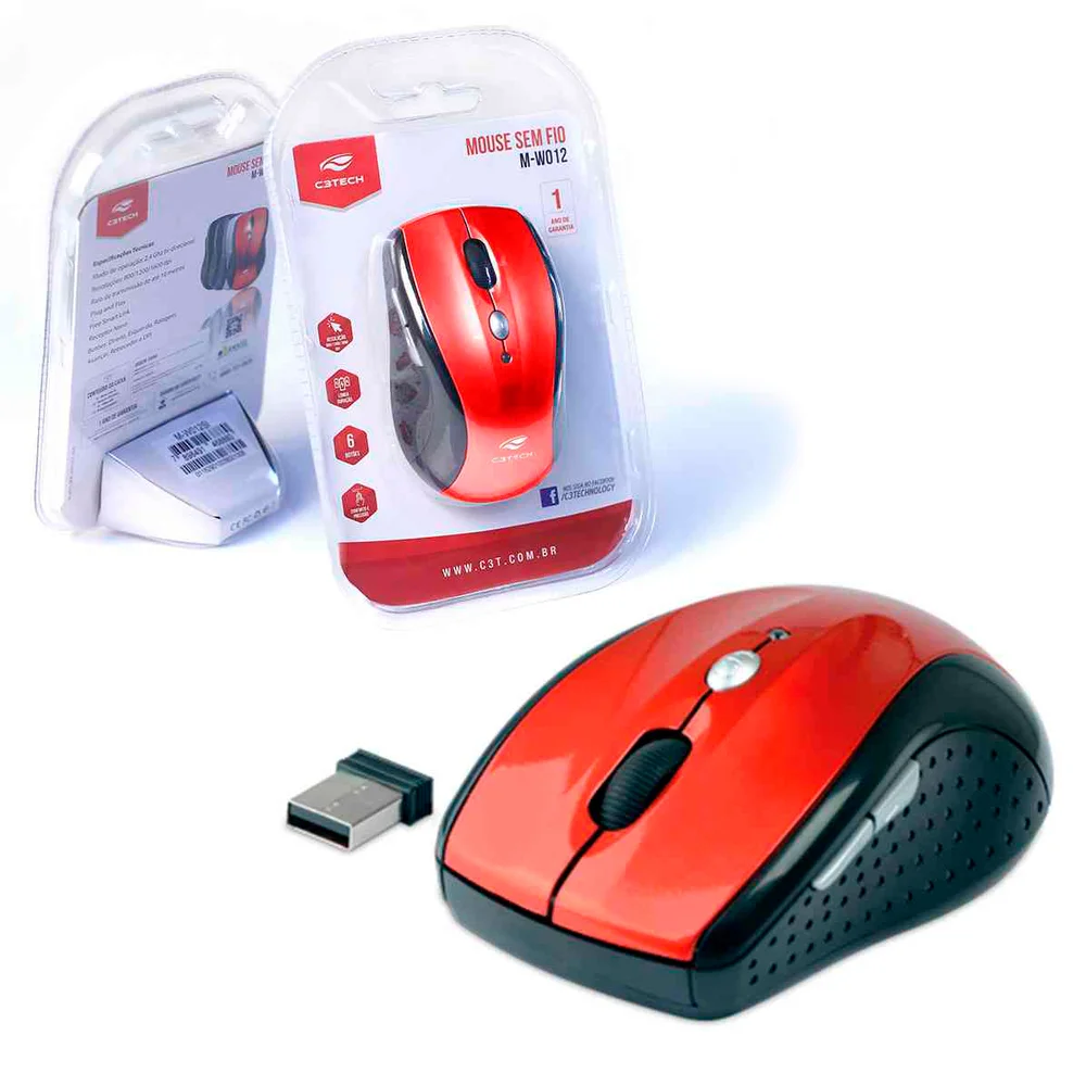 Imagem 3 de 4 do produto Mouse C3Tech M-W012RD V2, Wireless, Receptor Nano, 1600 DPI