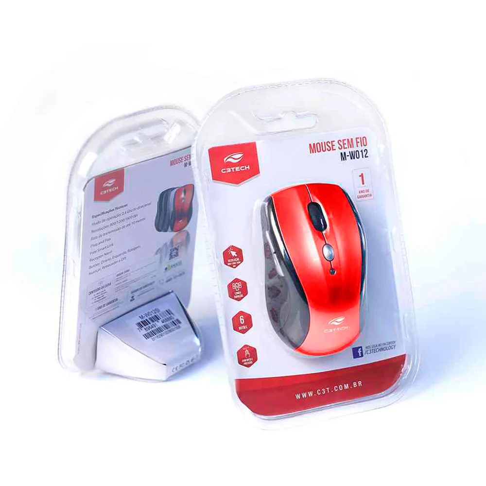 Imagem 4 de 4 do produto Mouse C3Tech M-W012RD V2, Wireless, Receptor Nano, 1600 DPI