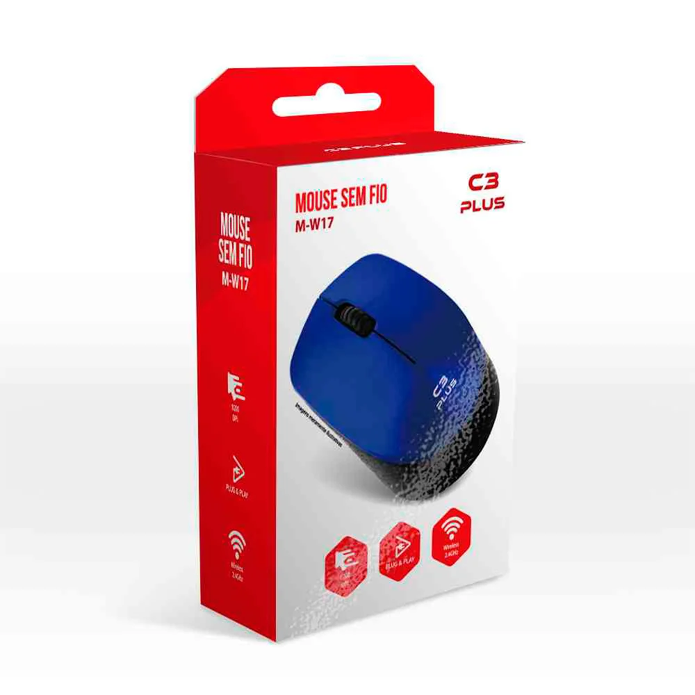Imagem 3 de 3 do produto Mouse C3Tech, C3Plus, Wireless, Azul - M-W17BL