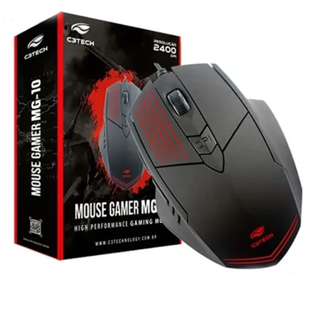Imagem 3 de 5 do produto Mouse Gamer C3Tech Mg-10 Bk, Com Fio, RGB, 2400DPI, 6Botões, Preto