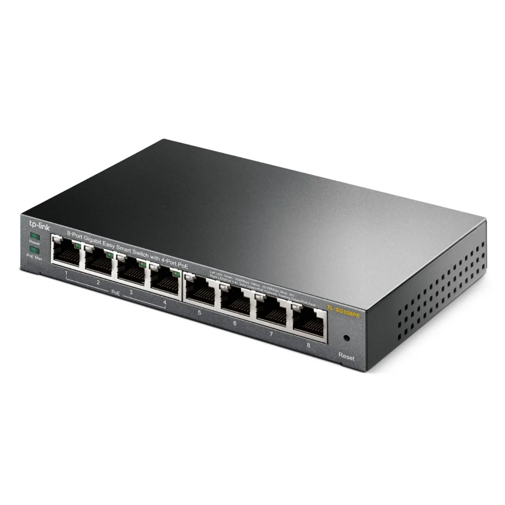 Imagem 2 de 5 do produto Switch  8 Portas 10/100/1000 Poe Easy Smart Tl-sg108pe Tp Link