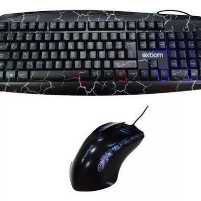 Kit Gaming Teclado E Mouse Led Rgb Abnt2 Crakeado Exbom Bk-g600