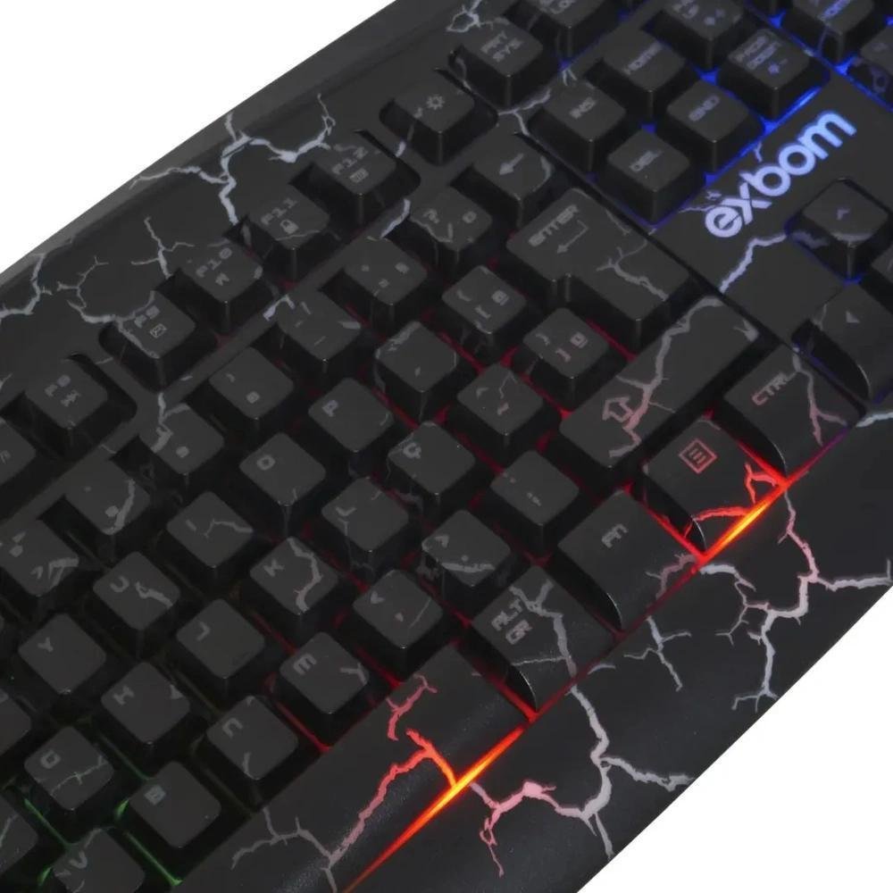 Imagem 2 de 5 do produto Kit Gaming Teclado E Mouse Led Rgb Abnt2 Crakeado Exbom Bk-g600