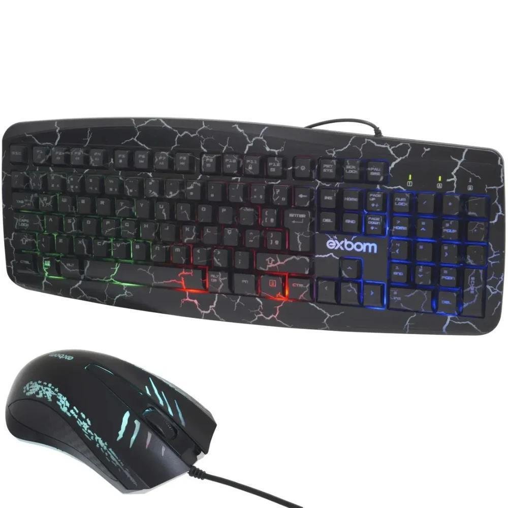 Imagem 3 de 5 do produto Kit Gaming Teclado E Mouse Led Rgb Abnt2 Crakeado Exbom Bk-g600