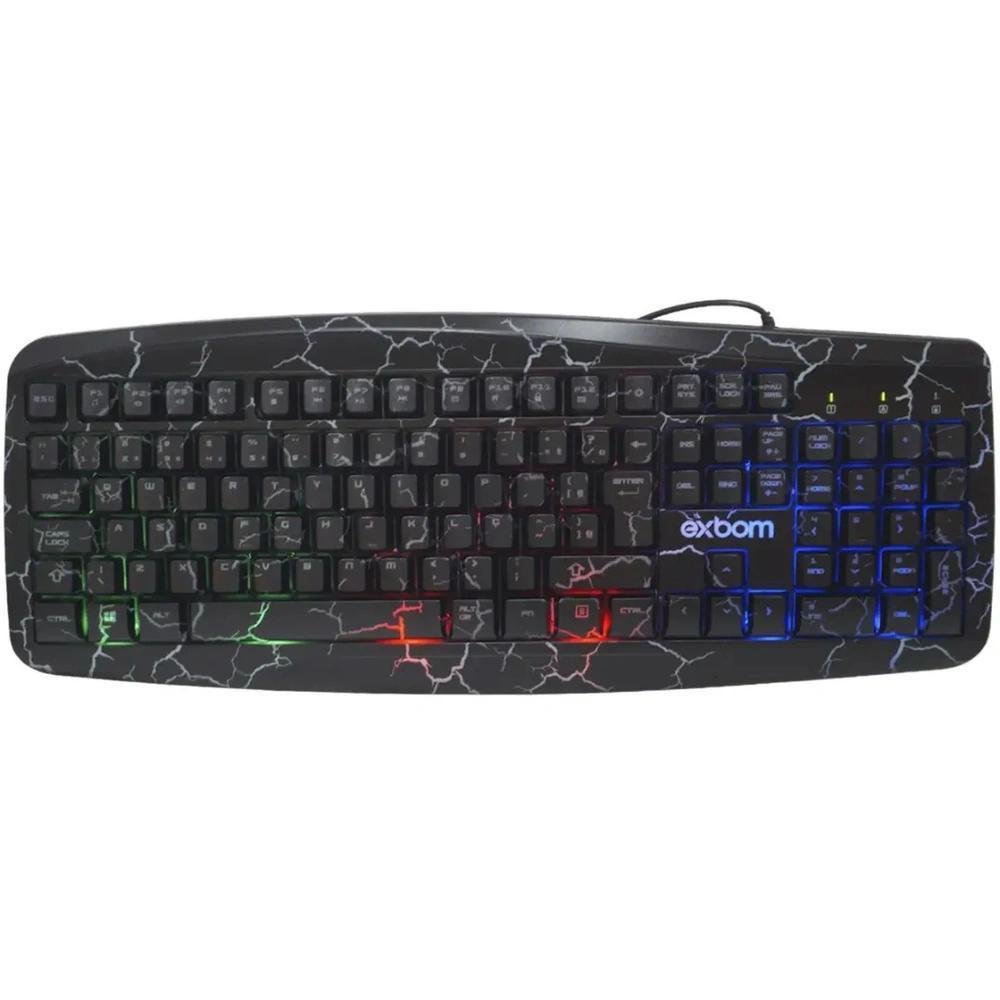 Imagem 4 de 5 do produto Kit Gaming Teclado E Mouse Led Rgb Abnt2 Crakeado Exbom Bk-g600