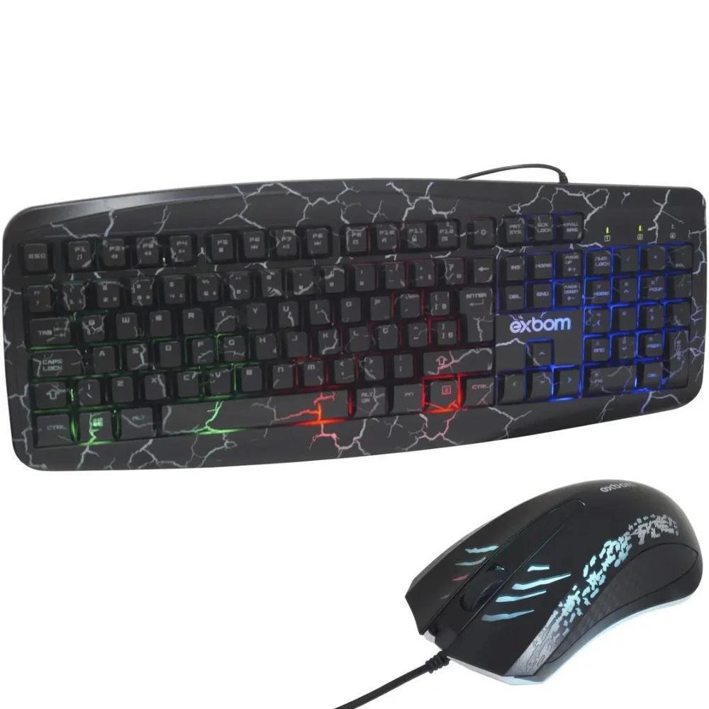 Imagem 5 de 5 do produto Kit Gaming Teclado E Mouse Led Rgb Abnt2 Crakeado Exbom Bk-g600