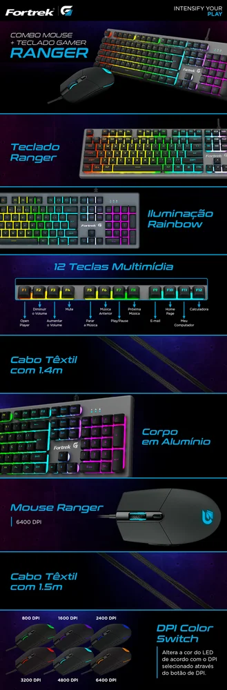 Imagem 4 de 5 do produto Kit Teclado E Mouse Fortrek Gamer Ranger - 70551