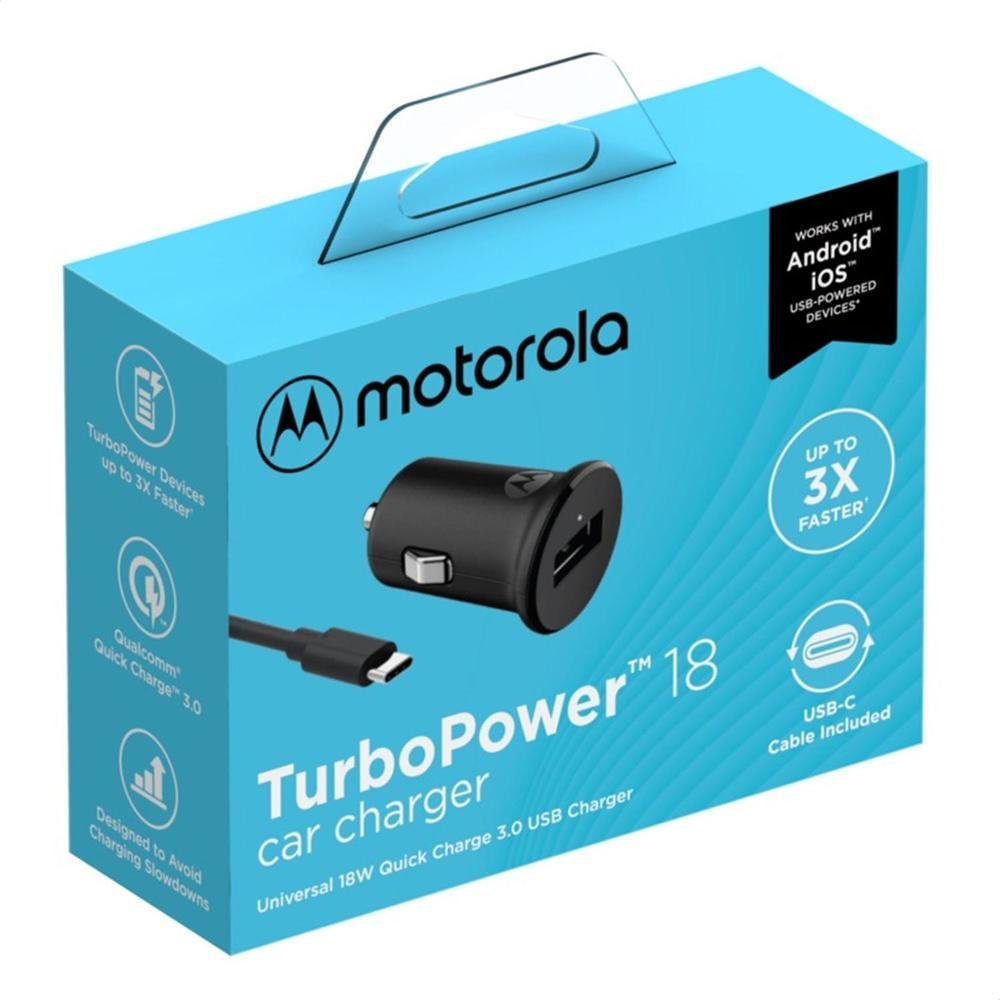 Imagem 5 de 5 do produto Carregador Veicular Motorola Turbo Power, 18W, Com Cabo Tipo-C
