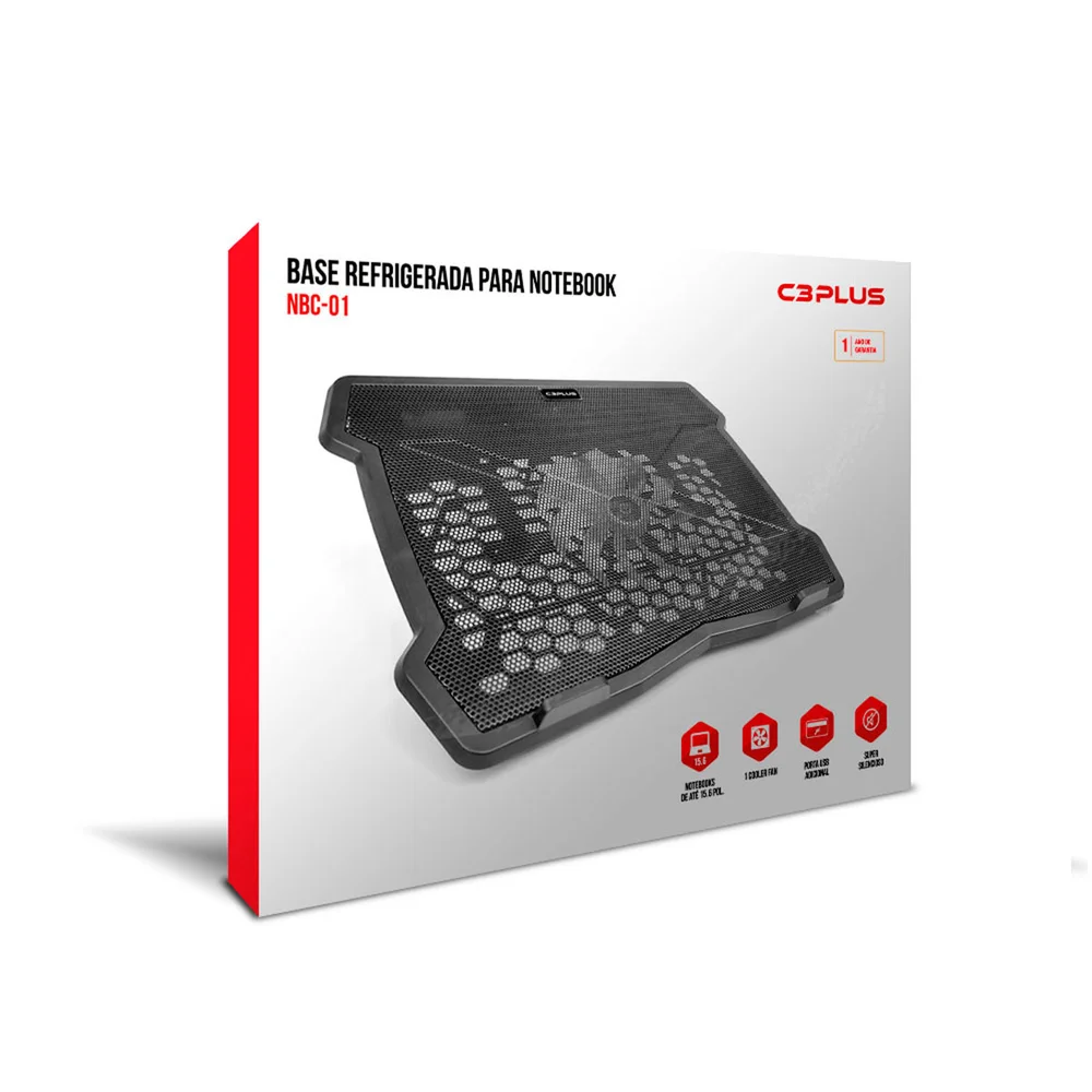 Imagem 5 de 5 do produto BASE P/NOTEBOOK ATE 15,6'' COOLER FAN USB NBC-01BK C3Tech@