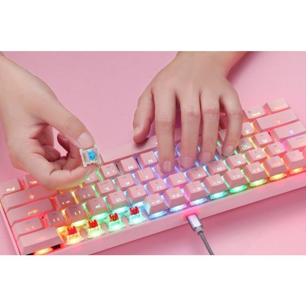Teclado Com FioBluetooth Motospeed Ck62 Rosa