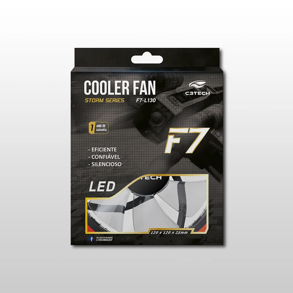 Cooler FAN C3Tech Storm, 120mm, LED, Vermelho - F7-L130RD 6