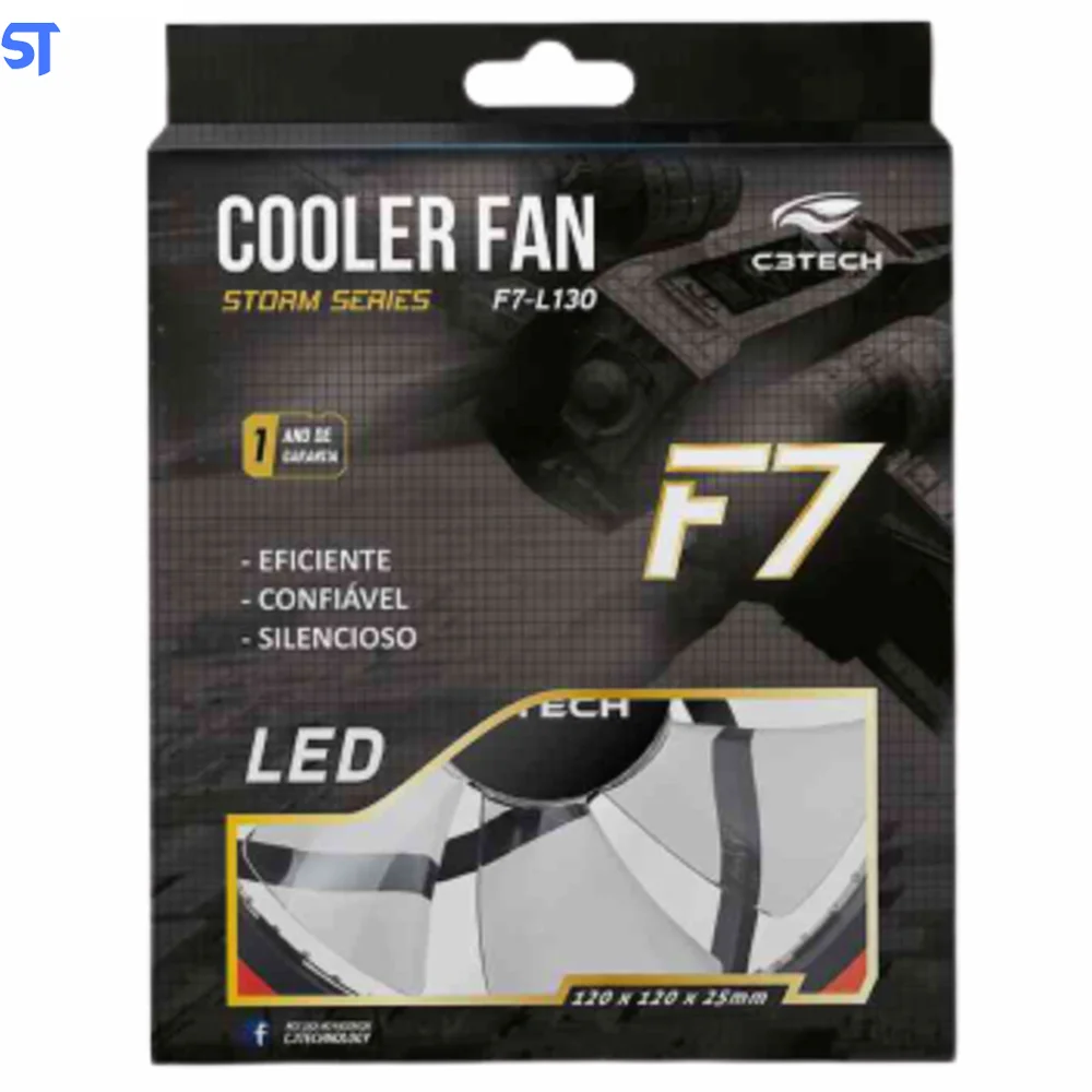 Cooler FAN C3Tech Storm, 120mm, LED, Vermelho - F7-L130RD 7