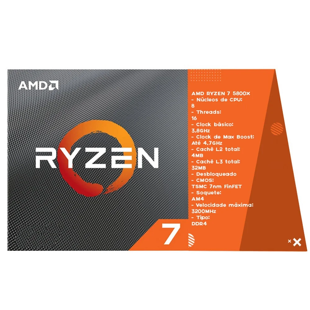 CPU AMD Ryzen 7 5800X Processador AMD Ryzen 7 5800XT (AM4 - 8 núcleos / 16 threads - 3.8