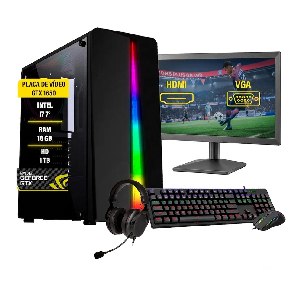 Pc Gamer Completo I7, Gtx 1050ti, 16Gb, Hd 1tb Fonte 750w