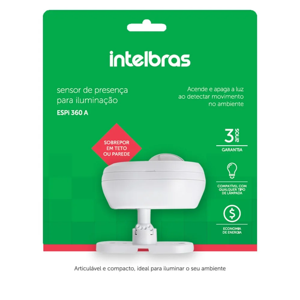 Imagem 5 de 5 do produto Sensor de Presença Intelbras, Detecção Até 10M, Para Iluminação, ESPI 360 A, Branco