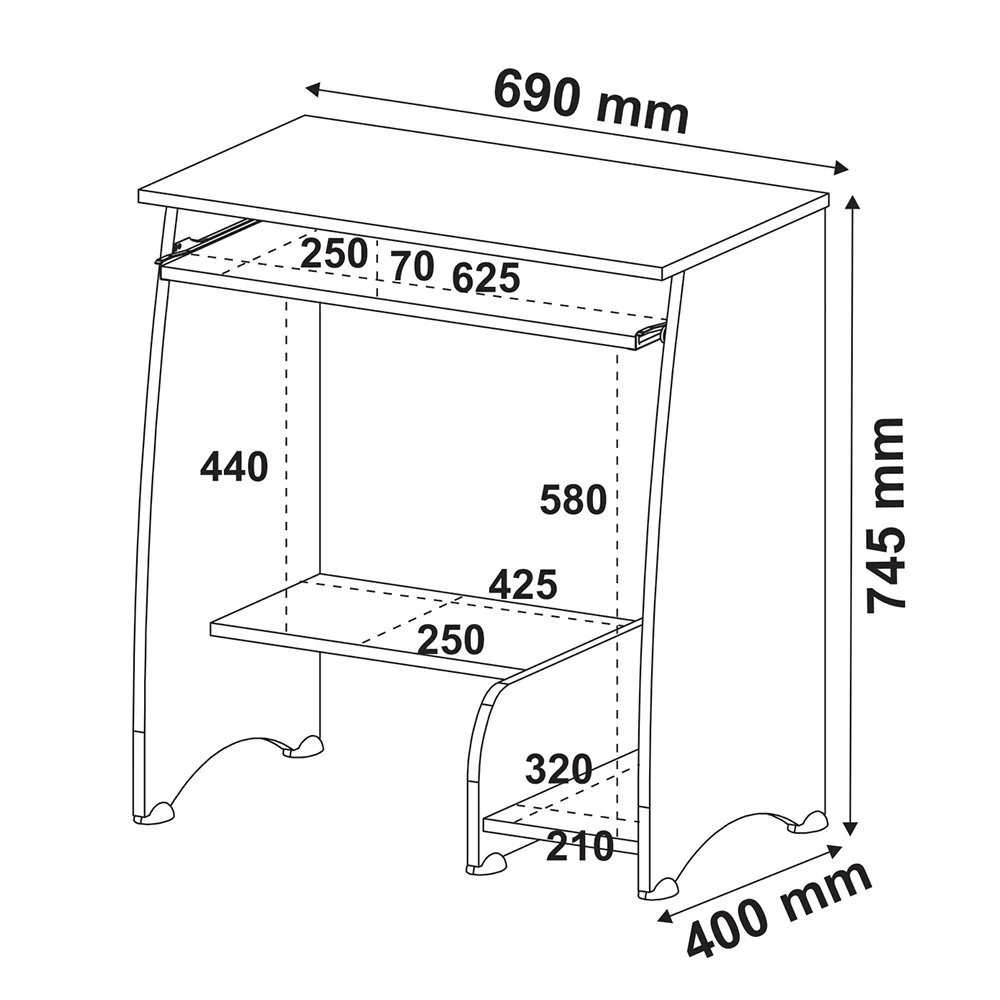 Imagem 2 de 5 do produto Mesa para Computador Artely Pixel, com 3 Prateleiras, Pinho