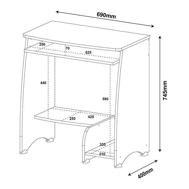 Imagem 3 de 5 do produto Mesa para Computador Artely Pixel, com 3 Prateleiras, Pinho