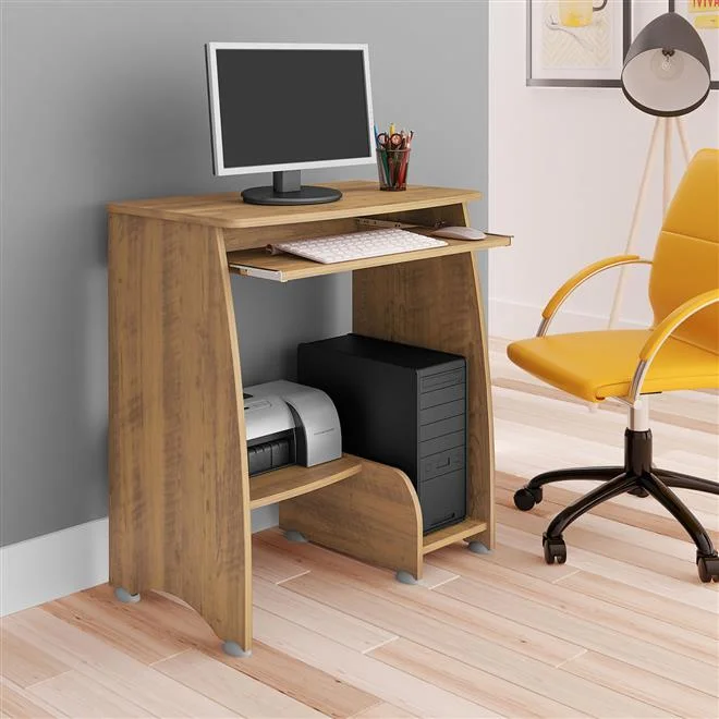 Imagem 4 de 5 do produto Mesa para Computador Artely Pixel, com 3 Prateleiras, Pinho