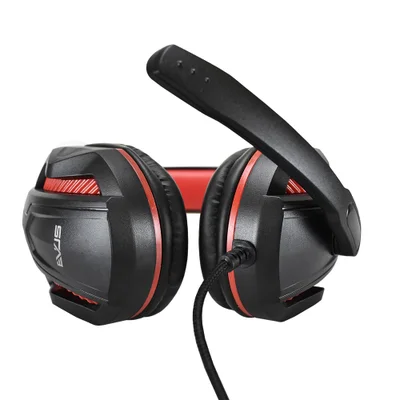 Fone De Ouvido Evus Pc Gamer F-02 2, Com Micforone, Conectores P2 3.5mm, Preto/ Vermelho