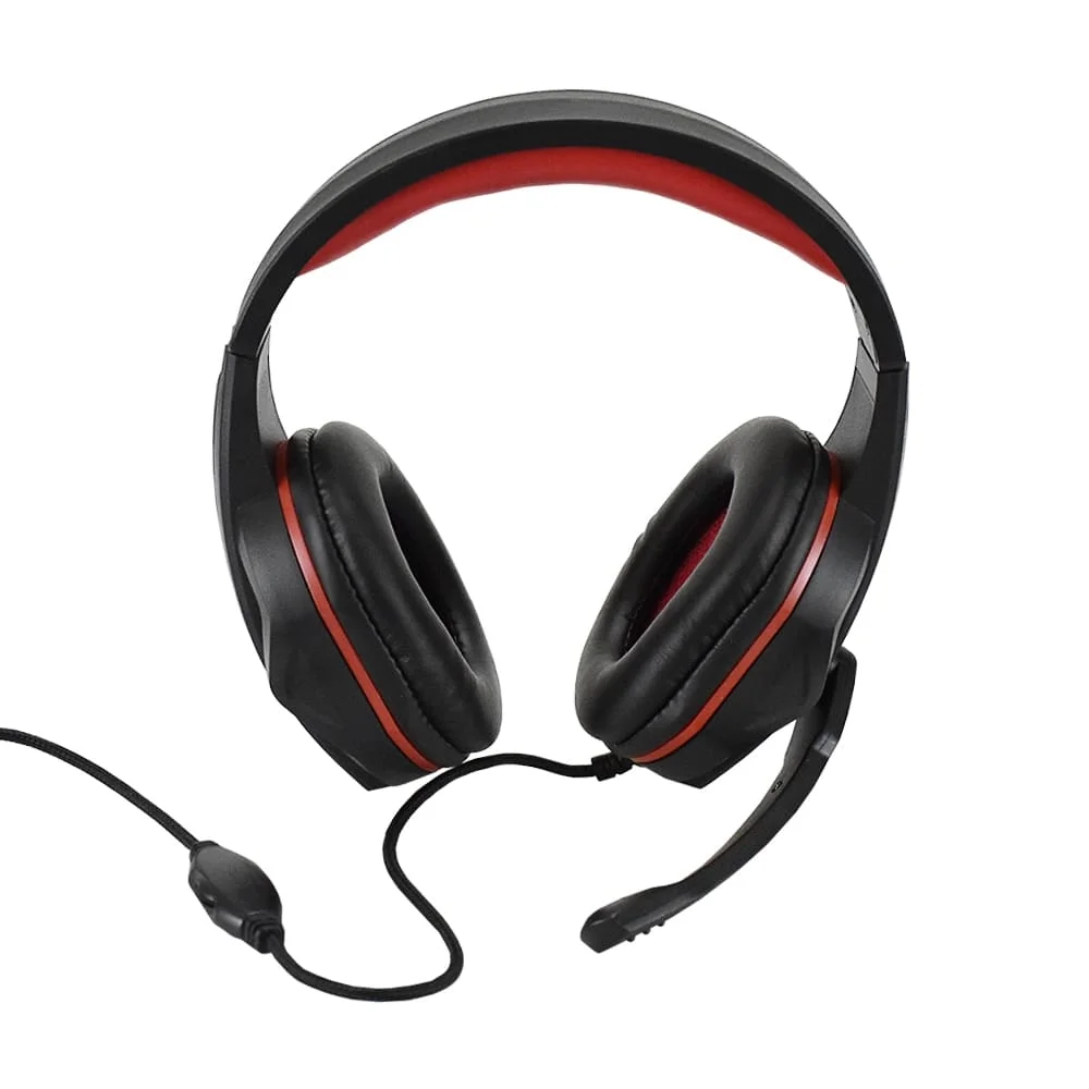 Imagem 2 de 5 do produto Fone De Ouvido Evus Pc Gamer F-02 2, Com Micforone, Conectores P2 3.5mm, Preto/ Vermelho