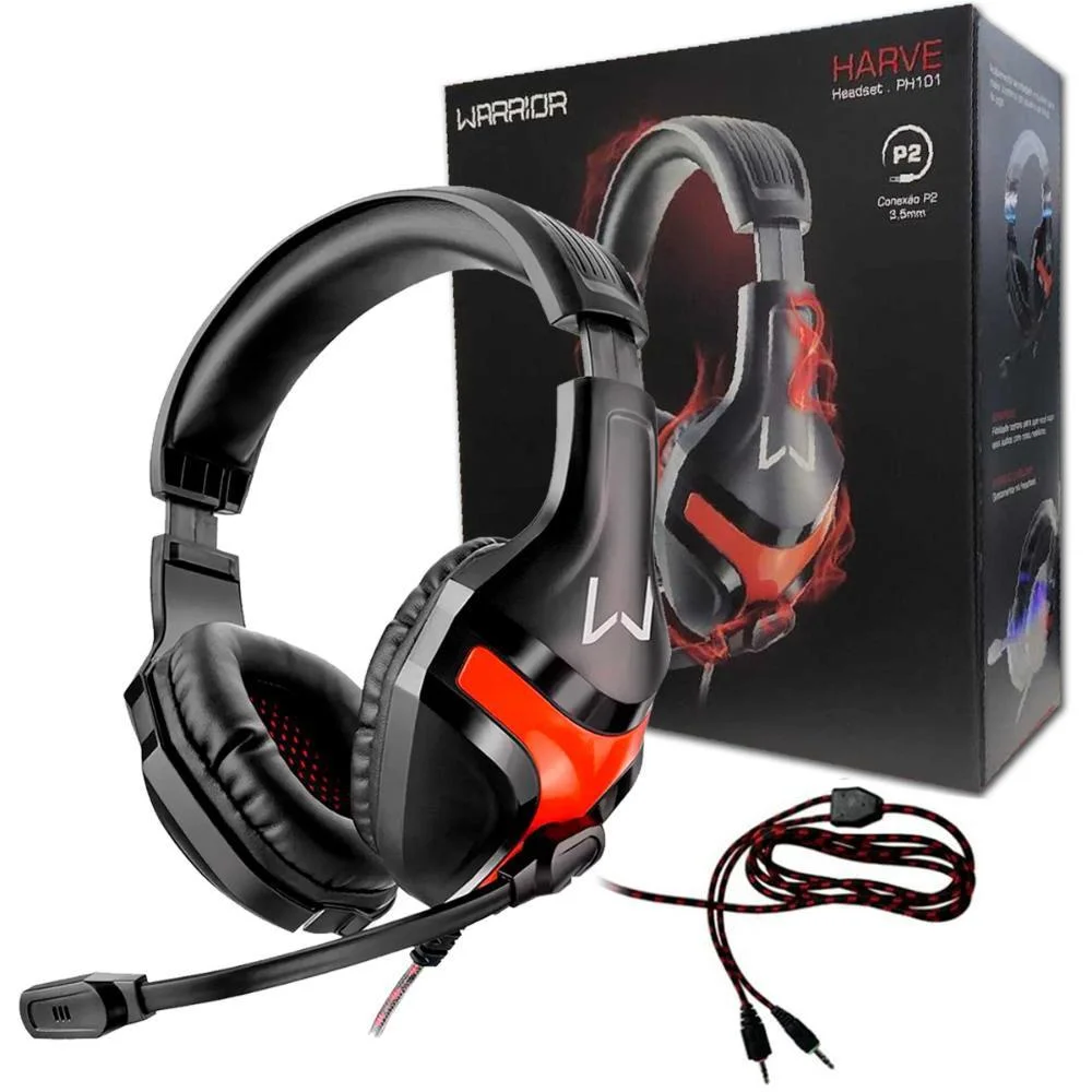 Imagem 4 de 5 do produto Headset Gamer Multi Warrior Ph101, 2.0 Canais, P2, Super Bass, Preto E Vermelho