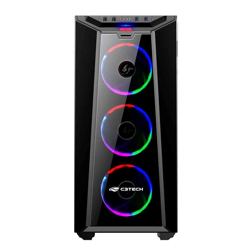 Imagem 2 de 5 do produto Gabinete Gamer, C3tech, Mt-g800bk, Usb 3.0, S/ Fonte, Rgb